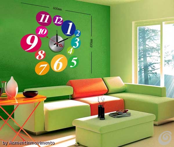 Adesivo Murale Orologio 'Felice Famiglia' - Decorazione Parete Con Orologio Funzionante - Fai Da Te